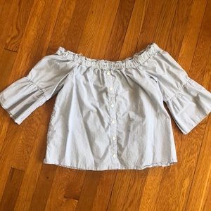 Off the Shoulder Pin Stripe Top